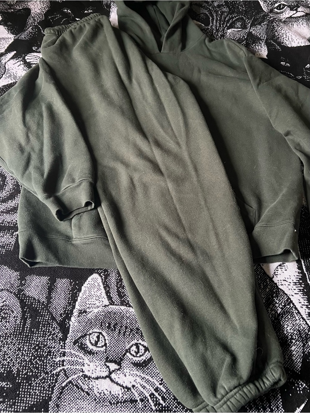 SKIMS Olive Green Track Joggers and Hoodie Set